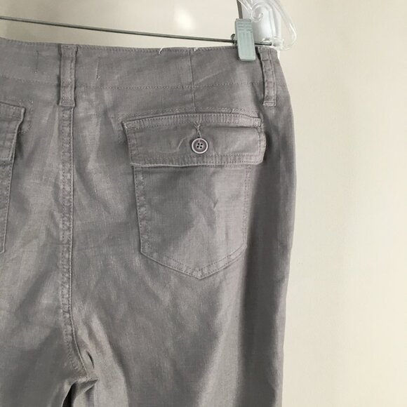 LEVEL 99 Anthropologie Gray/Gravity Textured Linen Blend Button Fly Pant - Picture 9 of 10